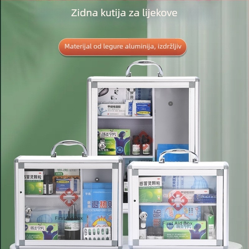 Zaključavajuća aluminijska kutija za lijekove sa četiri odjeljka, zidni ormarić