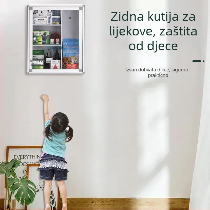 Zaključavajuća aluminijska kutija za lijekove sa četiri odjeljka, zidni ormarić