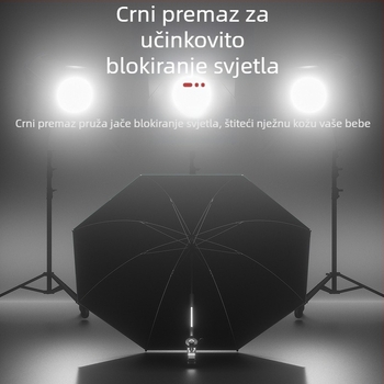 Nova velika kišobran za kolica, jednostavan jednofarban dizajn, UV zaštita, dvostruka upotreba – sunce i kiša, prijenosni višenamjenski kišobran za kolica