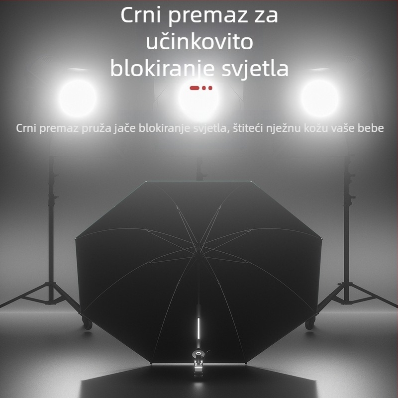 Nova velika kišobran za kolica, jednostavan jednofarban dizajn, UV zaštita, dvostruka upotreba – sunce i kiša, prijenosni višenamjenski kišobran za kolica