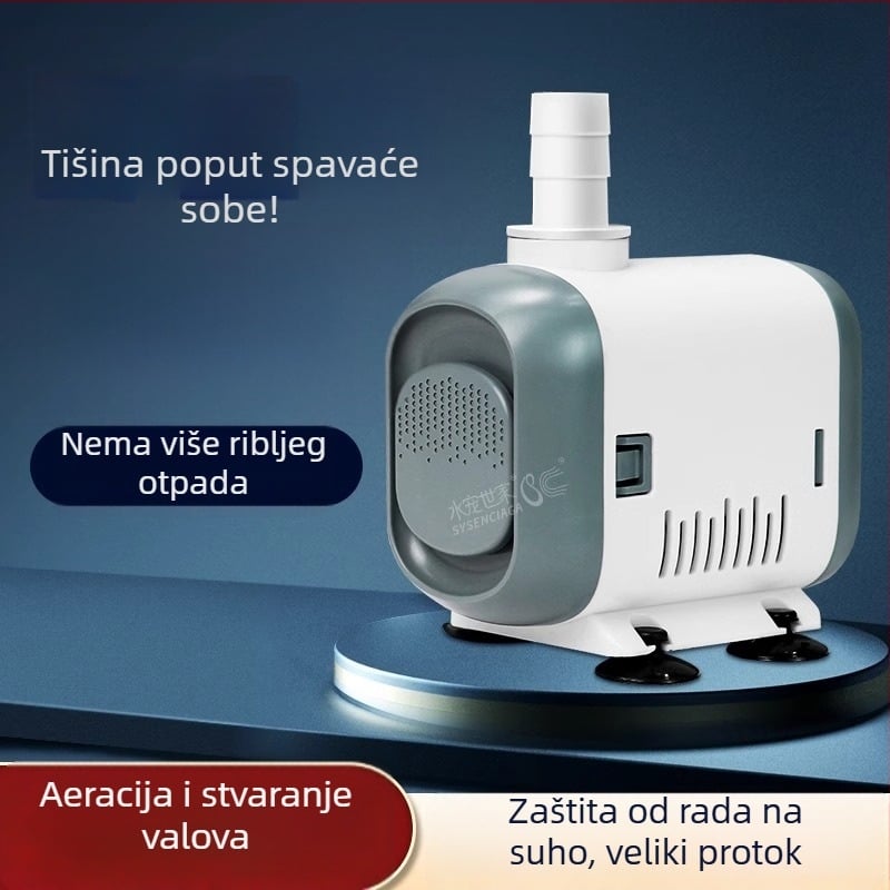 Potopna pumpa za akvarij s bočnim usisavanjem, mala cirkulacijska pumpa za izmjenu vode, tiho djeluje