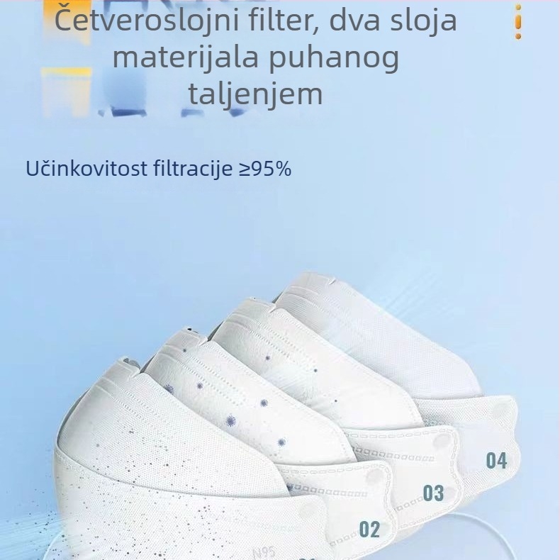 Jednokratna medicinska zaštitna maska N95, medicinski razred, trodimenzionalnog oblika ribe, za djecu i odrasle