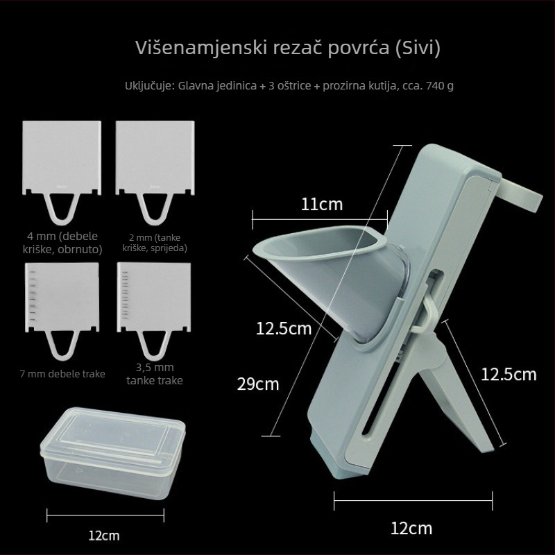 Višestruki kuhinjski rezač za povrće i rende za krumpire – rezanje na trakice (julienne) i ribanje