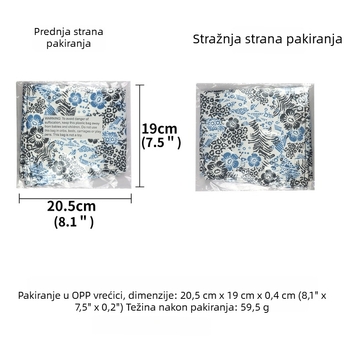 Pamukova šal-stilna jedilna pregača za odrasle, lagani luksuz, štiti od mrlja, bijelo-plavi cvjetni uzorak