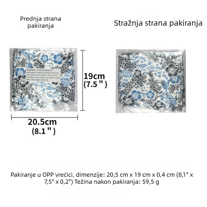 Pamukova šal-stilna jedilna pregača za odrasle, lagani luksuz, štiti od mrlja, bijelo-plavi cvjetni uzorak
