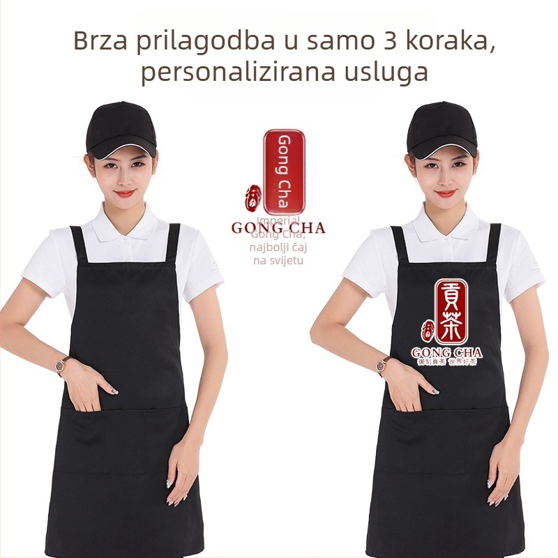 Pregača s logom, 100% pamuk, radna odjeća za žene i muškarce, ljeto, vodootporna, za kuhinju kod kuće i restoran