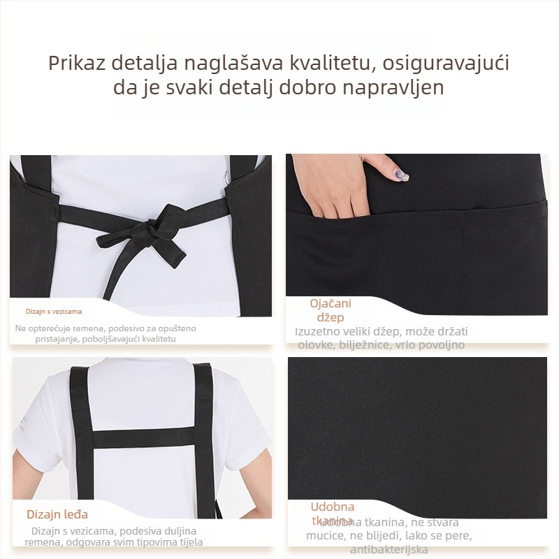 Pregača s logom, 100% pamuk, radna odjeća za žene i muškarce, ljeto, vodootporna, za kuhinju kod kuće i restoran
