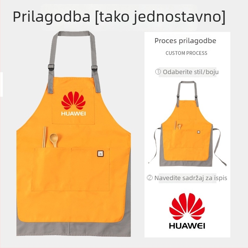 Pregača s prilagođenim logom, cijeli tisak na pamuku, vodootporna i otporna na ulja, bez rukava, korejskog stila, cvjetni uzorak