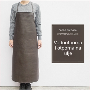 PU kožna pregača, unisex, duga i debela, vodootporna i otporna na ulje, za kuhinju i radionicu