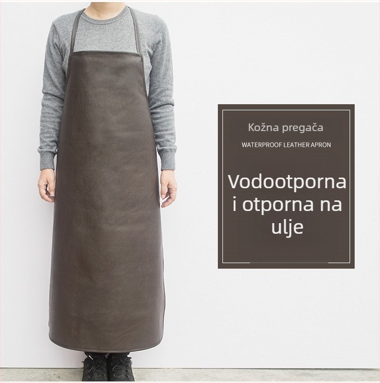 PU kožna pregača, unisex, duga i debela, vodootporna i otporna na ulje, za kuhinju i radionicu
