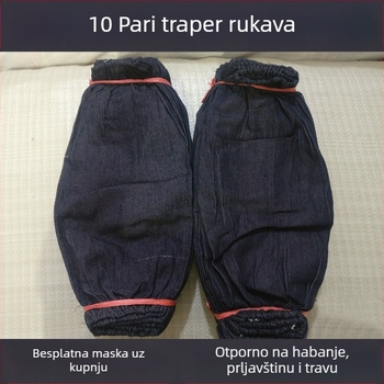 Denim rukavi za zavarivanje, plavi, deblji i duži, otporni na habanje, otporni na ulje i prljavštinu, za zavarivačke poslove.