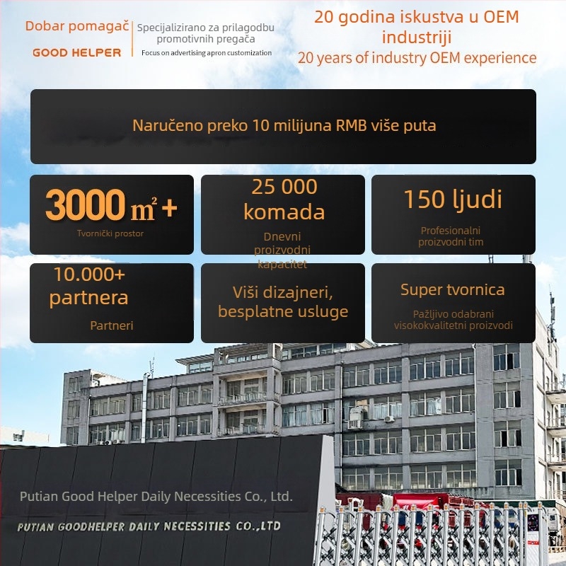 Prilagodljiva japanskog stila pamučno-linena vodootporna pregača s višestrukim džepovima i dugim remenom