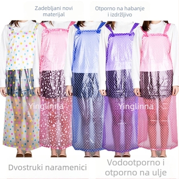 Vodootporna PVC pregača s naramenicama, za odrasle, korejskog stila, otporna na masnoće, uzorak krug/srce