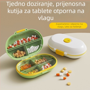 Prijenosna kutija za tablete s 7 odjeljaka za putovanja, s brtvljivim poklopcem