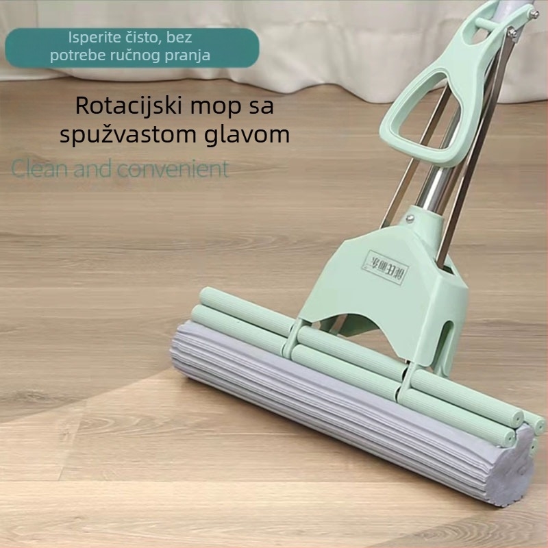 Neng's Lidong Integrirani mop s pravom štapom, pamuk-spužvasti apsorbirajući mop, velik
