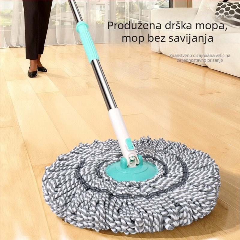 Bezkontaktni okretni mop za kućnu upotrebu, mop s automatskim iscijeđivanjem, apsorpcijski, dvostruka uporaba za suho i mokro čišćenje, pogodan za domove i studentske domove