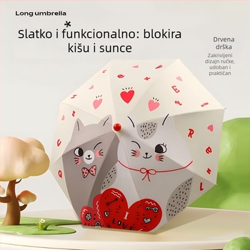 Duga ručka, dvostruke namijenjena za sunce i kišu, sklopiva i prilagodljiva kišobran