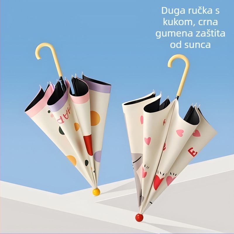 Duga ručka, dvostruke namijenjena za sunce i kišu, sklopiva i prilagodljiva kišobran