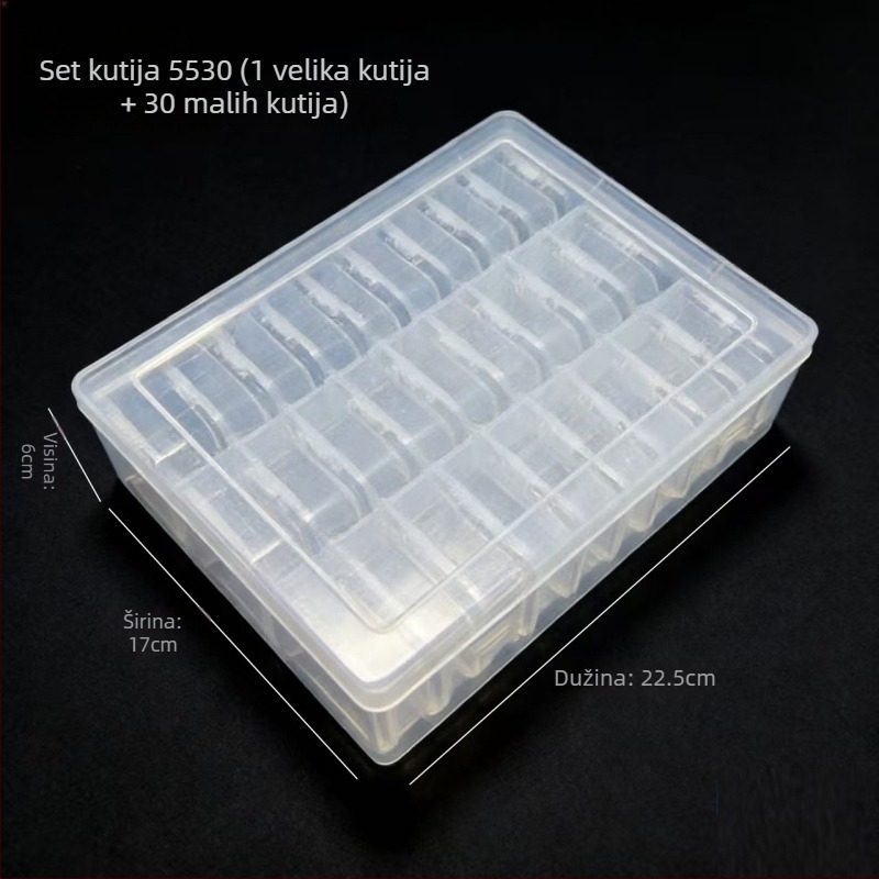 Set kutija za pohranu perlica s 30 pretinaca, s preklopnim poklopcem, plastični organizator otporn na prašinu, velik kapacitet