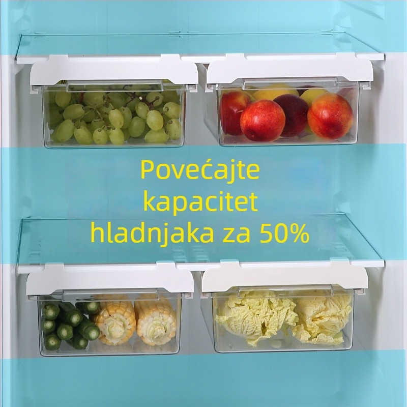 Prozirna viseća kutija za hladnjak, čvršća izrada, velika, s ručkom, ladicnog tipa, za jaja, voće i povrće