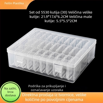Prozirna plastična kutija s poklopcem, 30 odjeljaka, velika kapaciteta za organiziranje