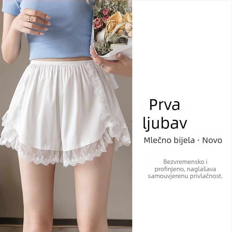 Ženske čipkaste ljetne šortice od laganog ice-silk materijala, slobodne lounge hlače, bezšivne brzo-sušeće sigurnosne hlače
