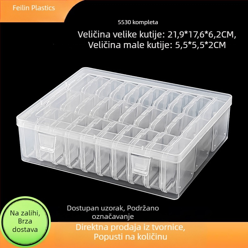 Organizator za perle sa 30 pretinaca, prozirna kapica, velika kapaciteta, više pretinaca, višenamjenski, model E18