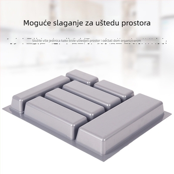Plastični kuhinjski organizator ladice s pretincima za noževe, vilju i štapiće, 40×40×25 cm, G serija