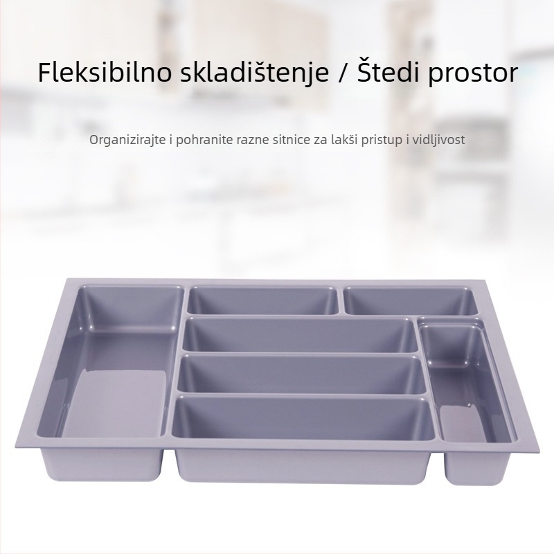 Plastični kuhinjski organizator ladice s pretincima za noževe, vilju i štapiće, 40×40×25 cm, G serija