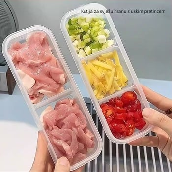 Kutija za očuvanje svježine u hladnjaku s odjeljcima, za smrznuto meso i hranu, posuda za skladištenje hrane za kućnu upotrebu