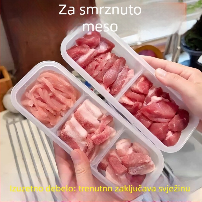 Kutija za očuvanje svježine u hladnjaku s odjeljcima, za smrznuto meso i hranu, posuda za skladištenje hrane za kućnu upotrebu