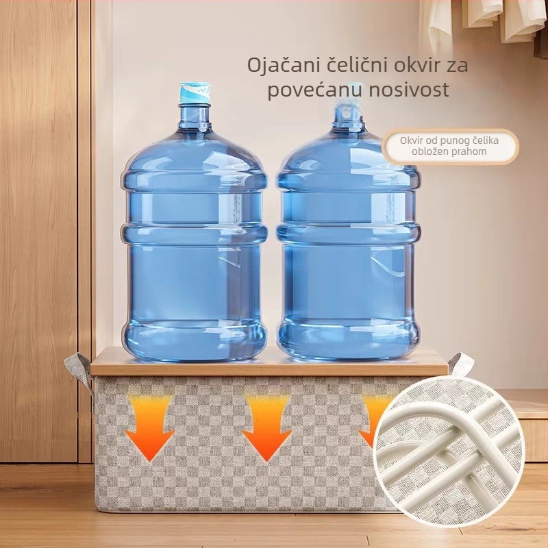 Kutija za odlaganje odjeće s kariranim uzorkom, 26 L, sklopiva i periva, organizator za dom s okvirom od čelične 3,8 mm i PP pločom