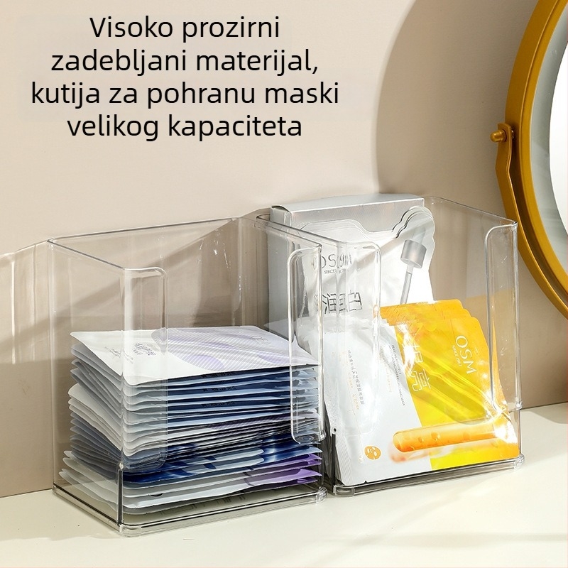 Prozirna akrilna kutija za pohranu maski za lice, kozmetični organizator za stol ili zid