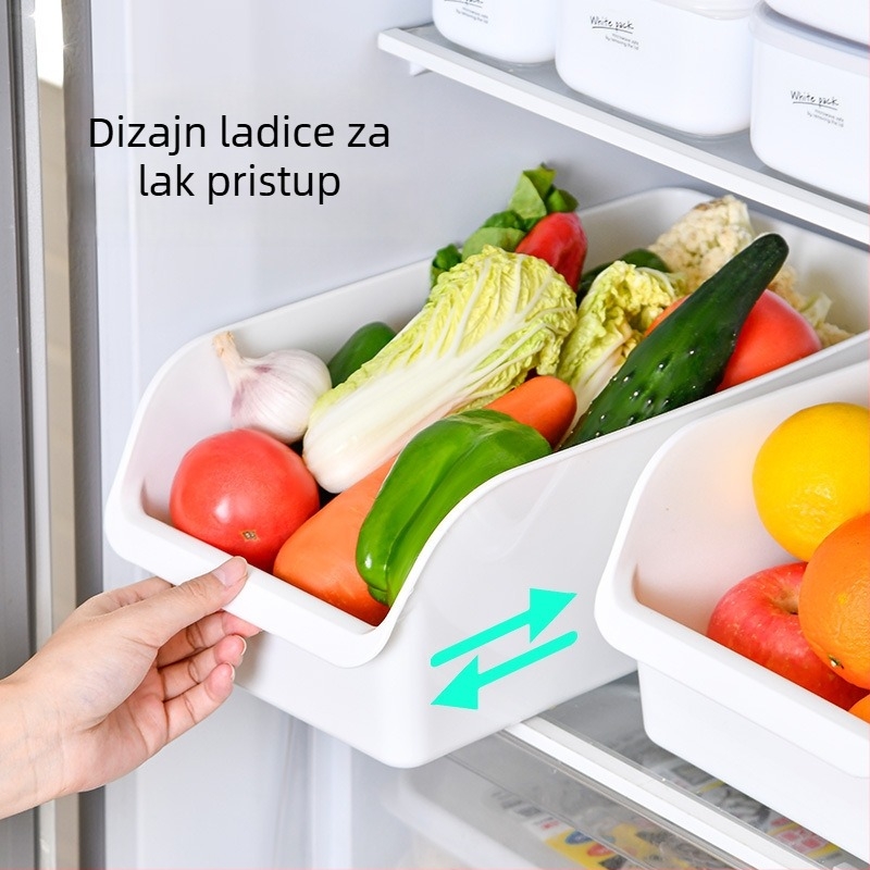 Otvorena kutija za jaja za hladnjak, plastični organizator u ladici za voće i povrće