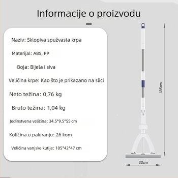 Domaći spužvasti mop, čišćenje bez dodirivanja rukom, apsorpcijski kolodij mop za podove, velika veličina