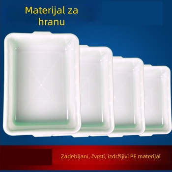 Bijela debela plastična pravokutna posuda za zamrzavanje i skladištenje hrane, 2 L, bez poklopca, stivljiva