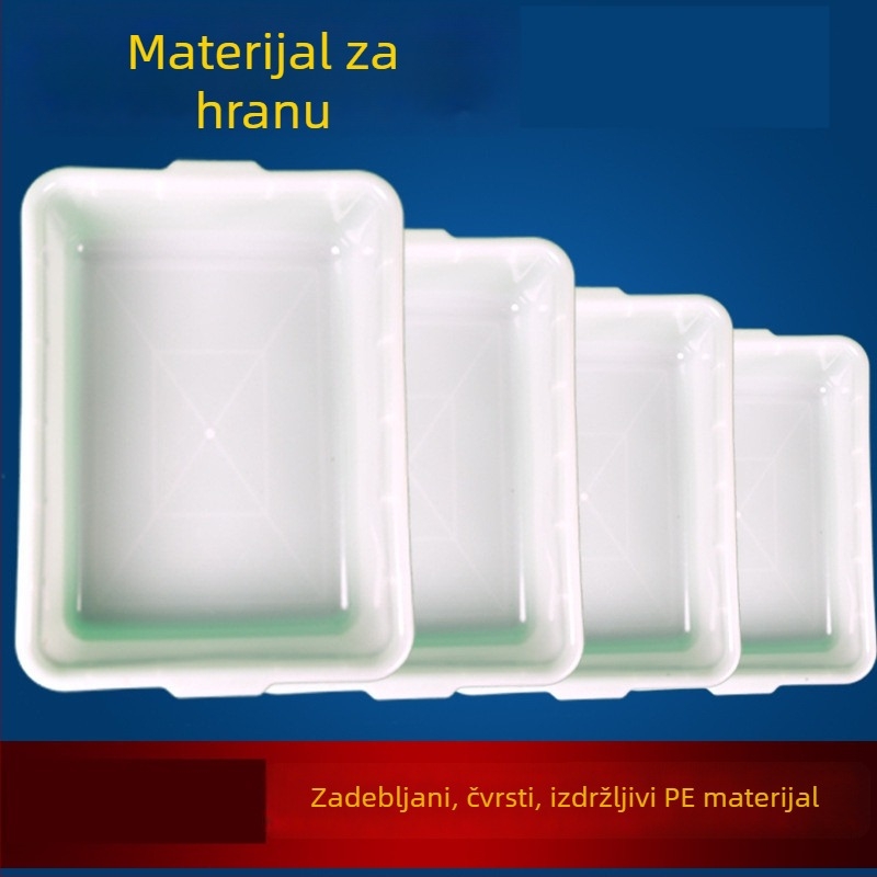Bijela debela plastična pravokutna posuda za zamrzavanje i skladištenje hrane, 2 L, bez poklopca, stivljiva
