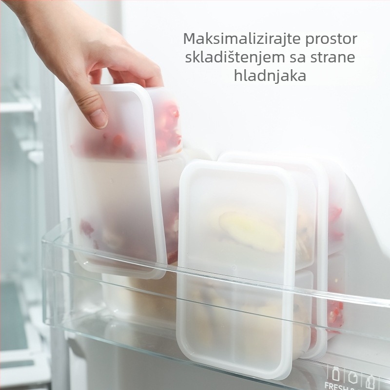 Kutija za čuvanje hrane u hladnjaku s odjeljcima za morsku hranu, smrznuto meso, voće i povrće; odvojeni pretinci za luk, đumbir i češnjak