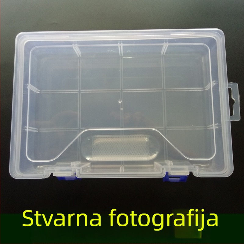 Dvostruka prozirna plastična kutija za uzorke s 8 pretinaca i poklopcem