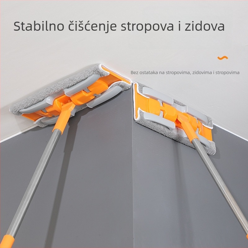 Zidni mop s teleskopskom šipkom, mikrovlaknasti plosnati mop za zidove, pločice i strop
