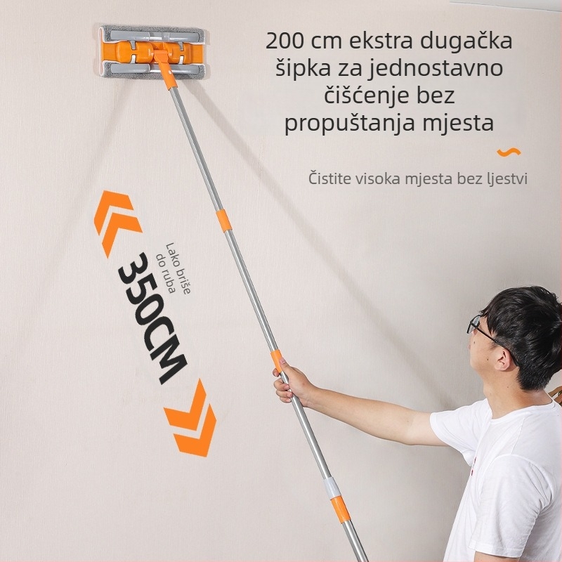Zidni mop s teleskopskom šipkom, mikrovlaknasti plosnati mop za zidove, pločice i strop