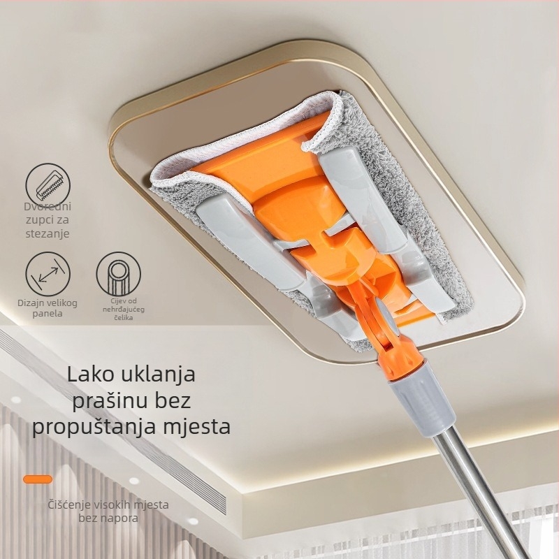 Zidni mop s teleskopskom šipkom, mikrovlaknasti plosnati mop za zidove, pločice i strop