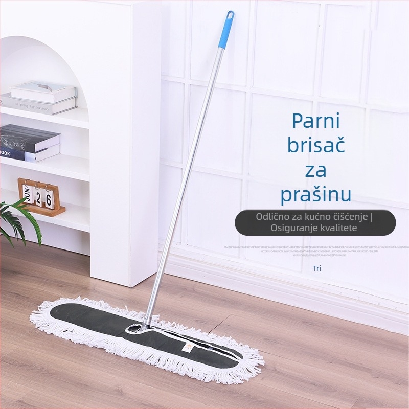 Ploški mop za prašinu s Oxford tkaninom, velika zamjenska glava za kućnu i hotelsku upotrebu, okretni štap