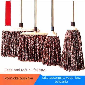Ploški mop s ručkom od nehrđajućeg čelika, upijajući mop od pamukane pređe za kućno čišćenje