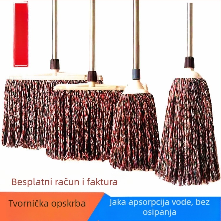 Ploški mop s ručkom od nehrđajućeg čelika, upijajući mop od pamukane pređe za kućno čišćenje