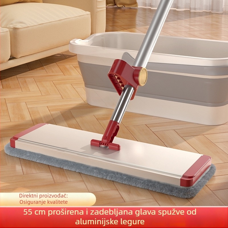 Ploski mop za kućnu upotrebu – mokro i suho dvostruko korištenje, mikrovlakno, za keramičke pločice i drveni pod, velika veličina