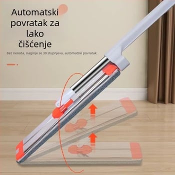 Ploški mop s aluminijskim panelom, velika glava, za kućnu upotrebu, mokro i suho čišćenje, bez dodirivanja rukama