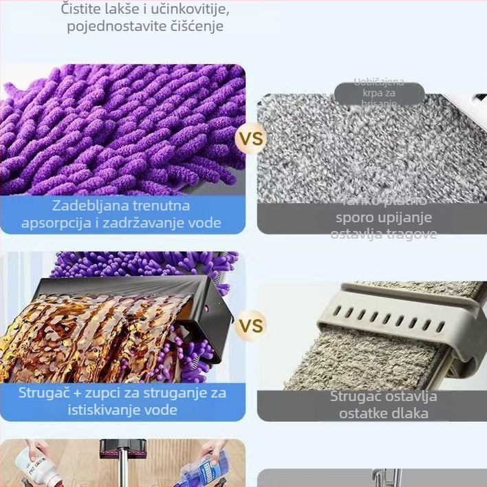 Chenille ravni mop za kućnu upotrebu, čišćenje pločica, debeli upijajući mop za suho i mokro čišćenje