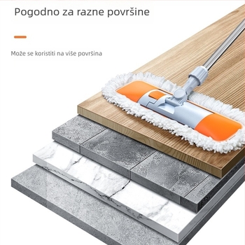 Veliki ravni mop s izmjenjivim glavama od mikrovlakana — koralni pliš i chenille
