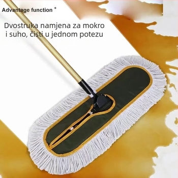 Plošni mop s pamukom, velike veličine, industrijsko čišćenje, hoteli, teleskopaska aluminijska ručka — Yumin